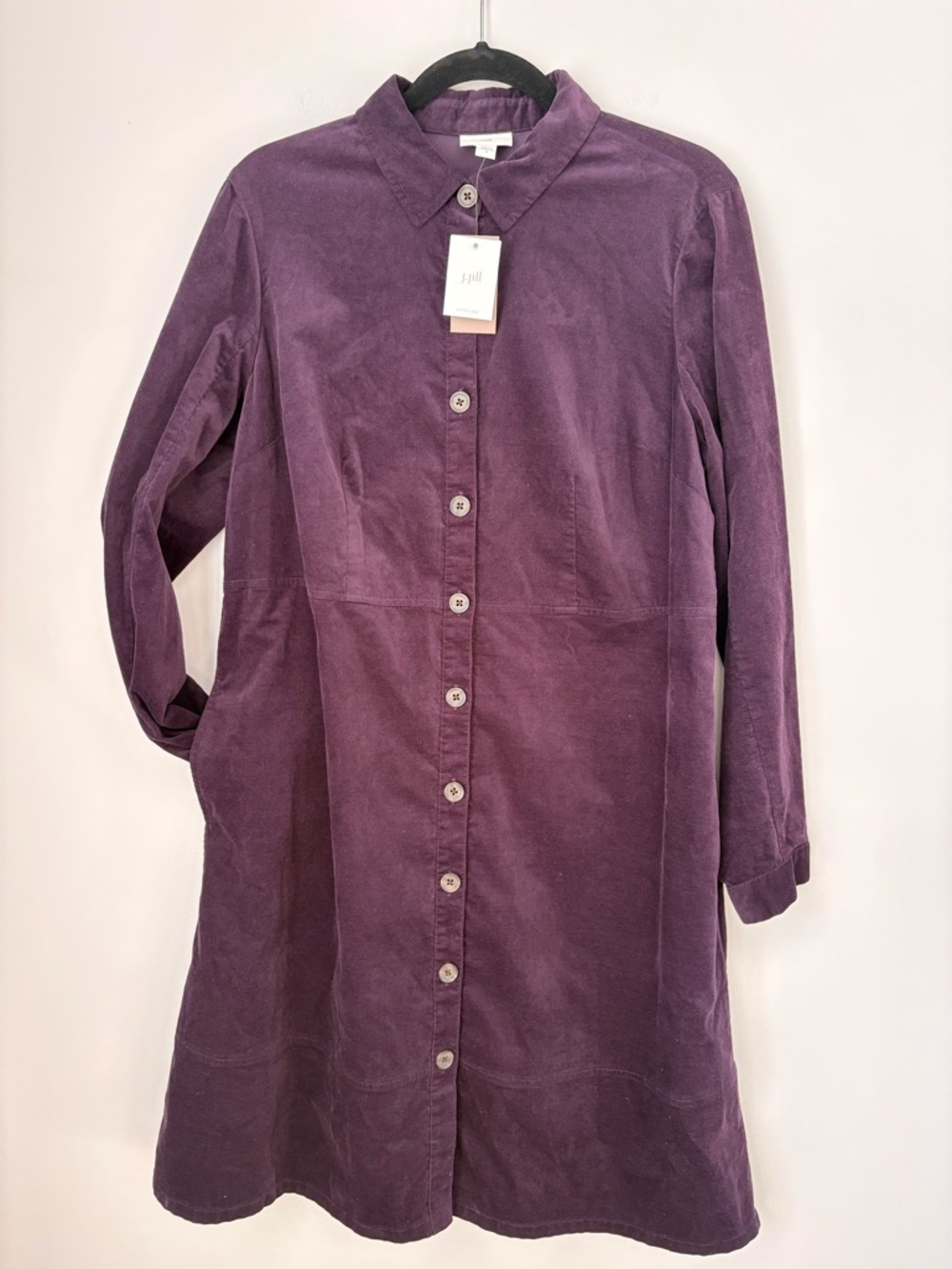 J Jill Plum Button Up Dress Medium NWT
